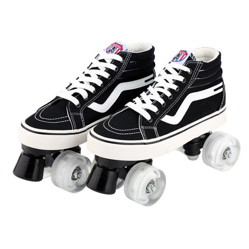 Quad Skating Double Row Roller Skates Quad Skating Double Row Roller Skates Furvenzy PU Wheel Men's 4.5 (Ladies 5.5)