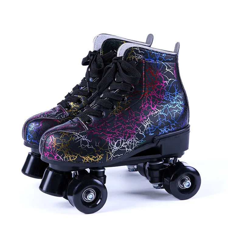 Printed Double Row Roller Skates Printed Double Row Roller Skates Furvenzy A3 Black wheels Men's 4.5 (Ladies 5.5)
