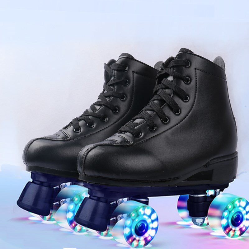 Roller Skates Quad Sneakers - Men & Women Roller Skates Quad Sneakers - Men & Women Furvenzy Black with Flash Wheel Men's 4 (Ladies 5)