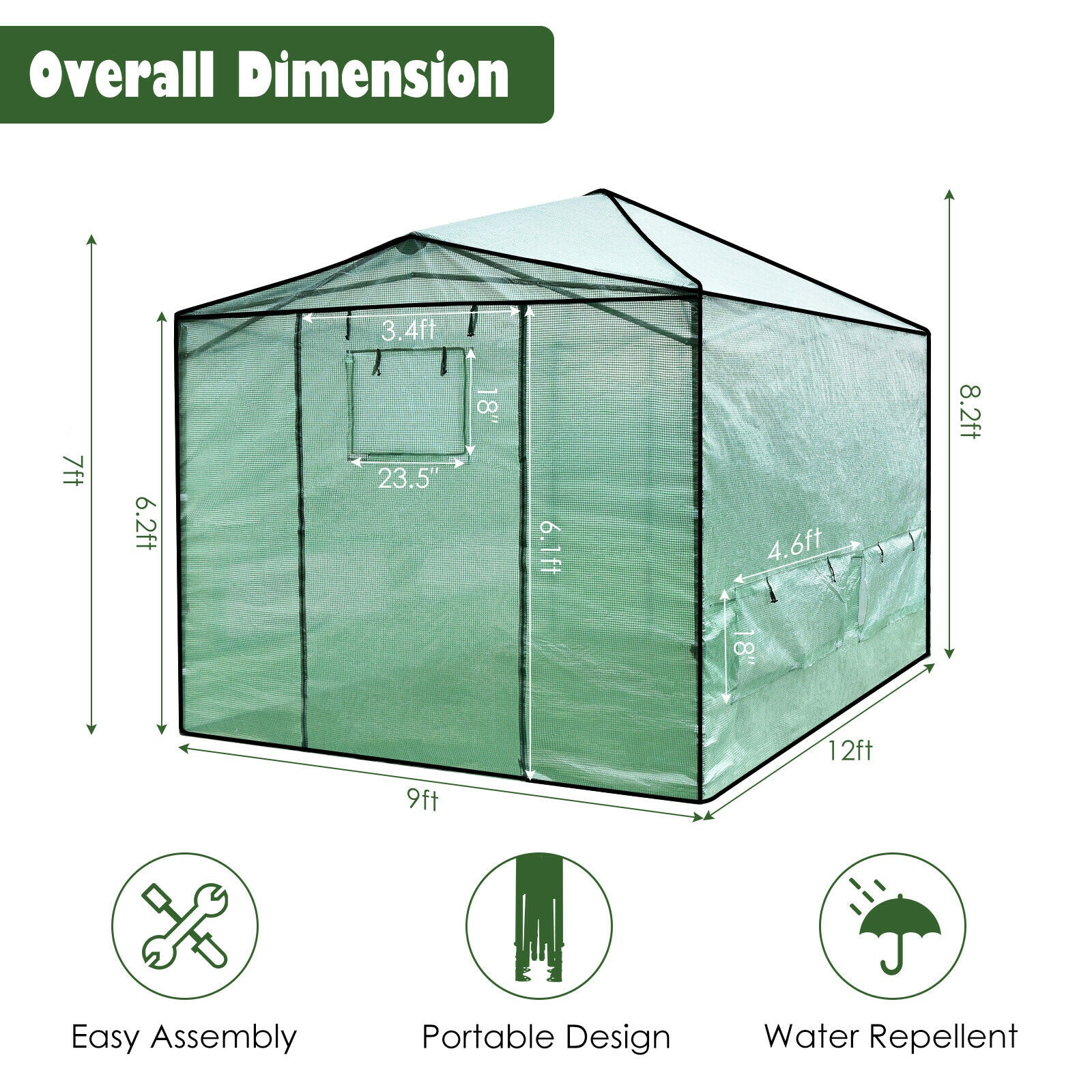 Costway Portable Walk-in Greenhouse Costway Portable Walk-in Greenhouse Furvenzy