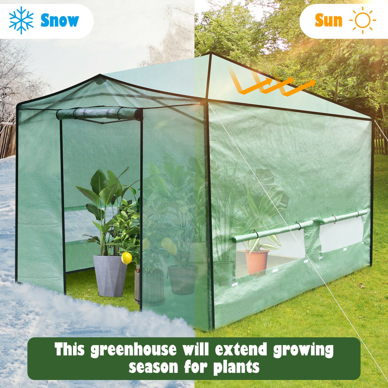 Costway Portable Walk-in Greenhouse Costway Portable Walk-in Greenhouse Furvenzy