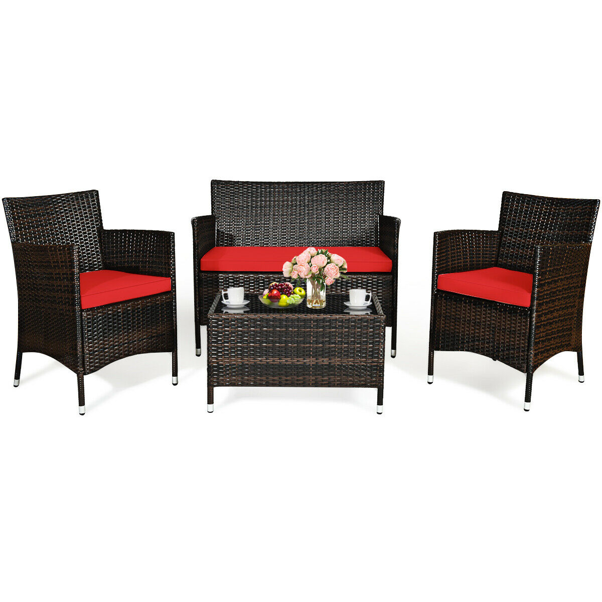 Rattan Patio Sofa Set Rattan Patio Sofa Set Furvenzy United States HW63214RE