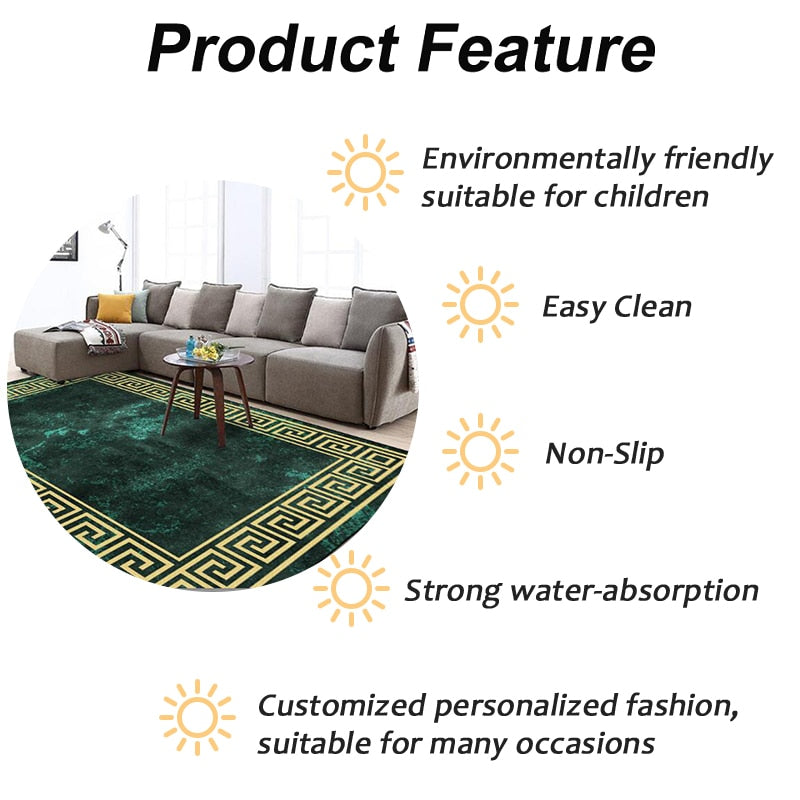 Carpet for Living Room - Green Golden Carpet for Living Room - Green Golden Furvenzy