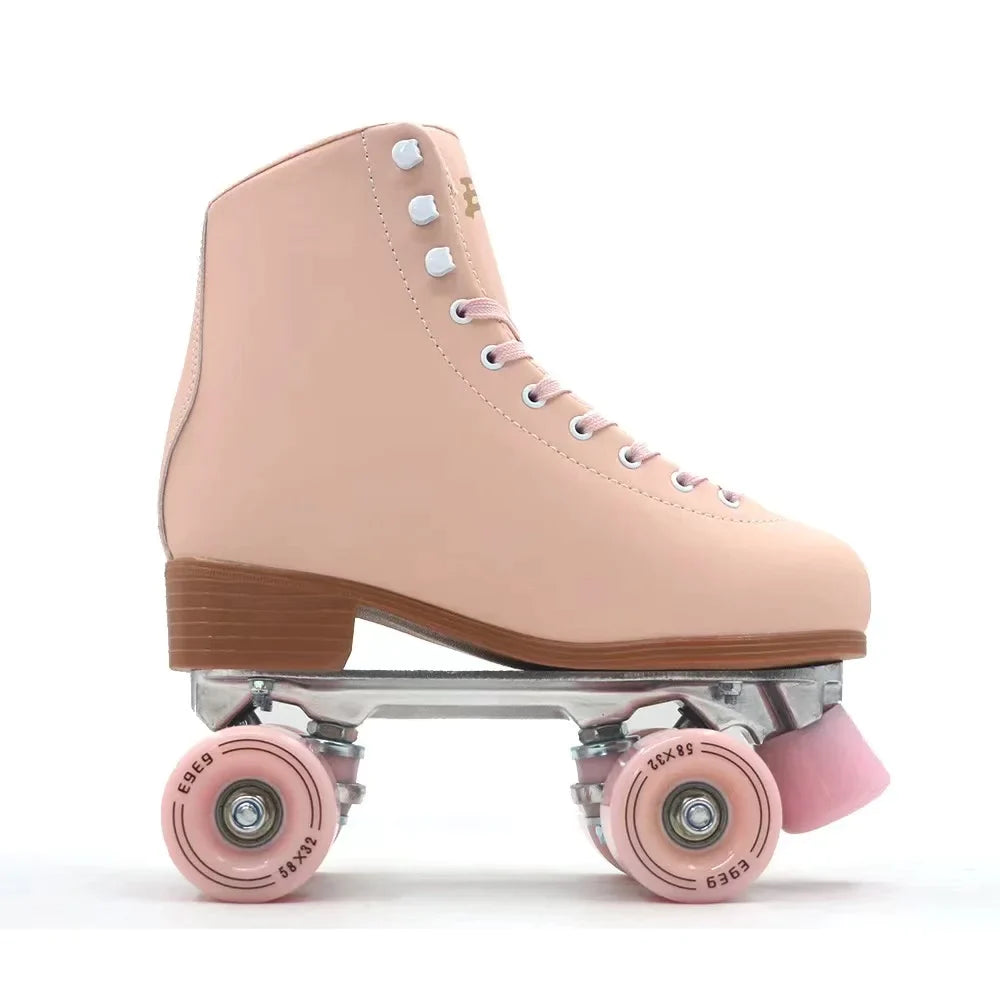 Pink Blue Double Row Roller Skates Shoes Pink Blue Double Row Roller Skates Shoes Furvenzy