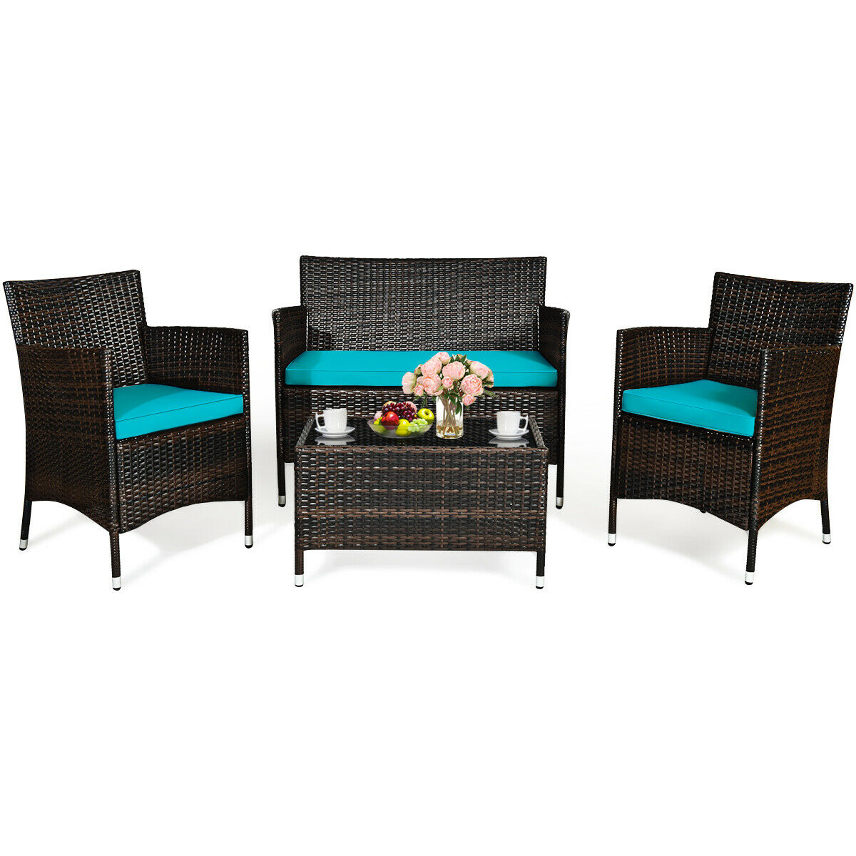 Rattan Patio Sofa Set Rattan Patio Sofa Set Furvenzy United States HW63214TU