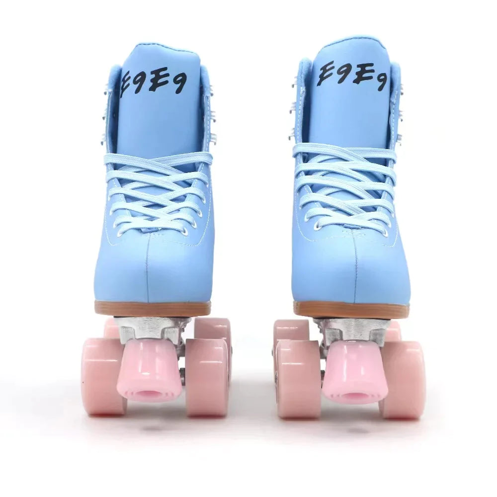 Pink Blue Double Row Roller Skates Shoes Pink Blue Double Row Roller Skates Shoes Furvenzy