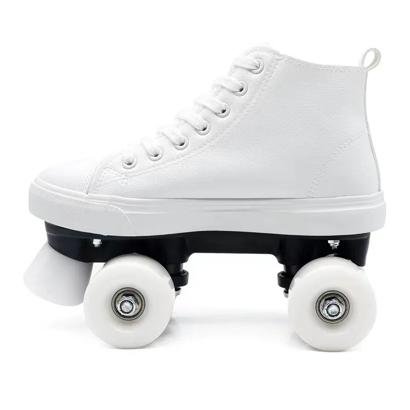 Leather Roller Skates Shoes for Men Women Leather Roller Skates Shoes for Men Women Furvenzy White 3 Men's 4.5 (Ladies 5.5)