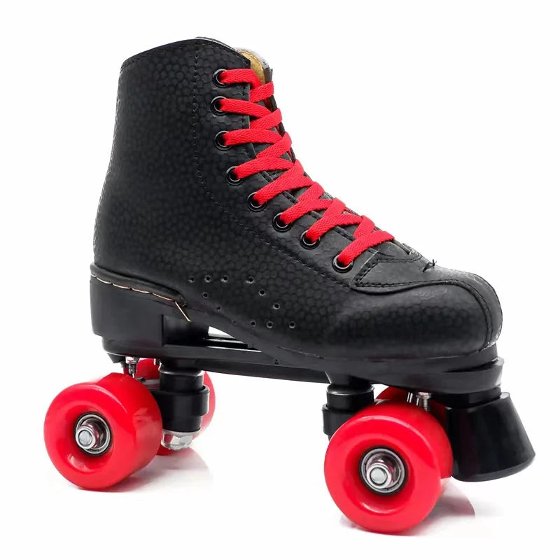 Quad Leather Roller Skates for Men Women Quad Leather Roller Skates for Men Women Furvenzy Black Red Men's 4.5 (Ladies 5.5)