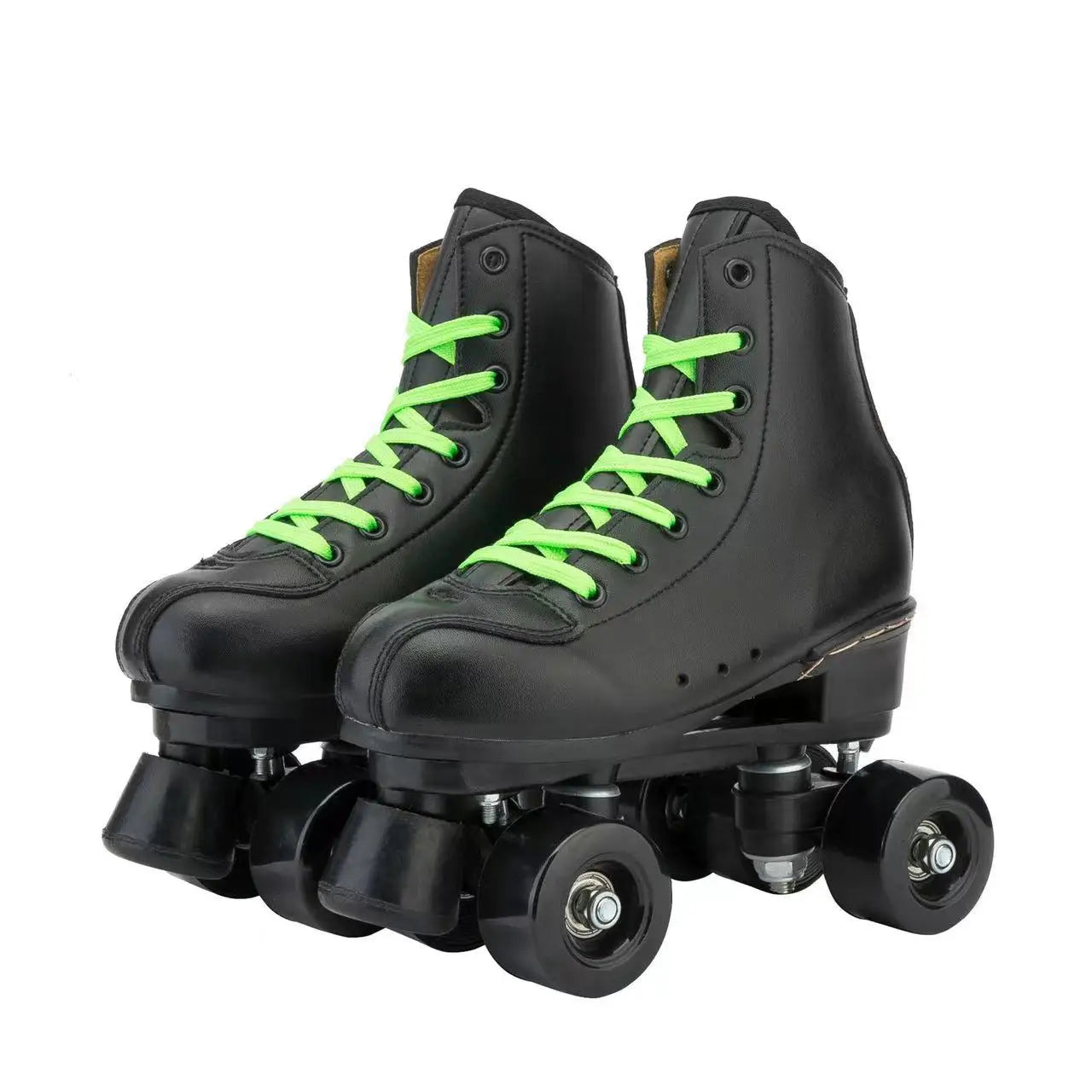 Men Women Black PU Leather Roller Skates Men Women Black PU Leather Roller Skates Furvenzy Black Wheel Men's 4.5 (Ladies 5.5)
