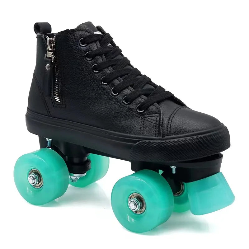 Leather Roller Skates Shoes for Men Women Leather Roller Skates Shoes for Men Women Furvenzy Black 1 Men's 4.5 (Ladies 5.5)