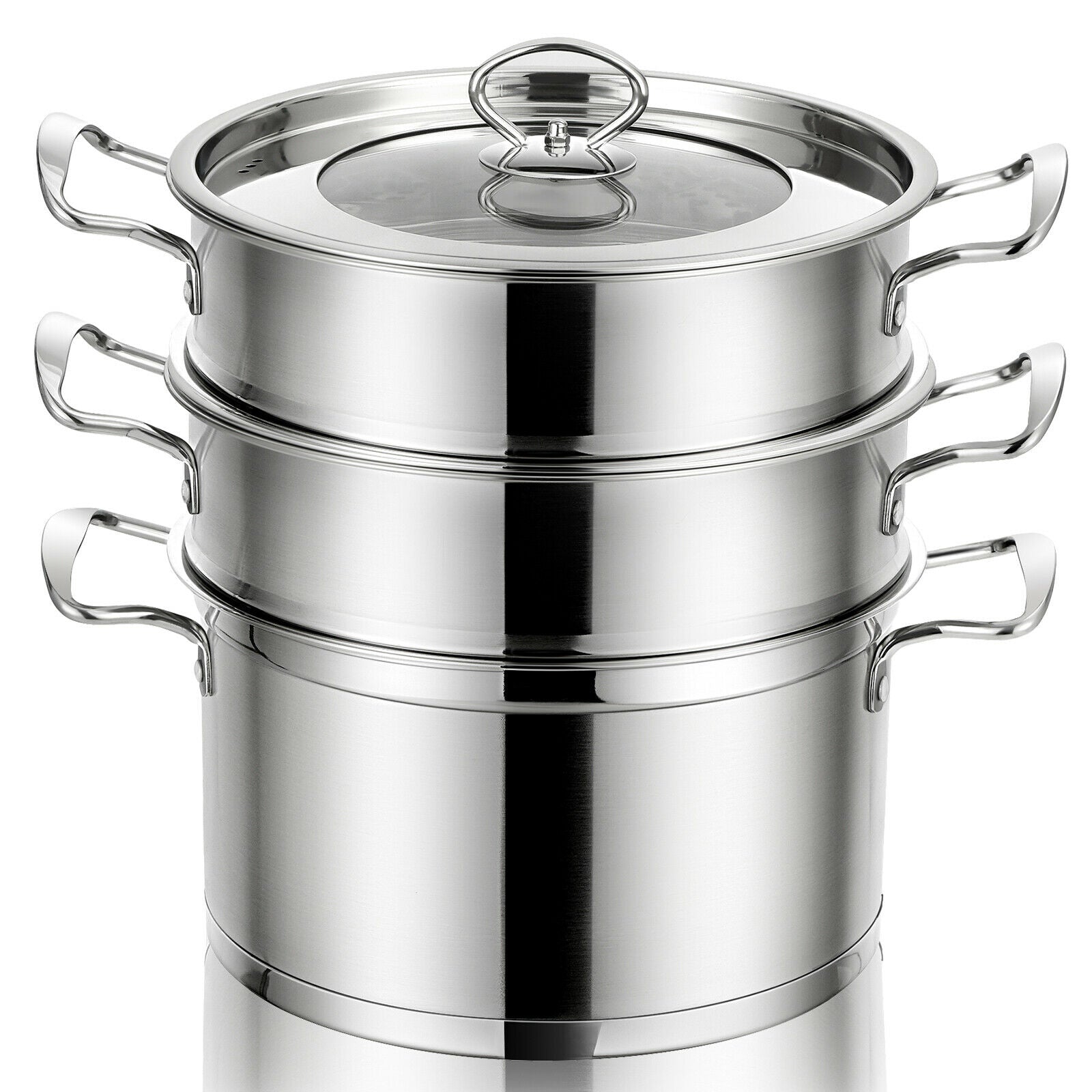 Costway 3-Tier Steamer Pot Cookware Costway 3-Tier Steamer Pot Cookware Furvenzy Default Title