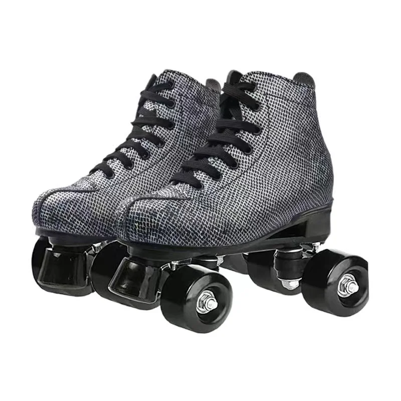 Leather Quad Roller Skates Shoes Leather Quad Roller Skates Shoes Furvenzy Black Wheel 1 Men's 5 (Ladies 6)