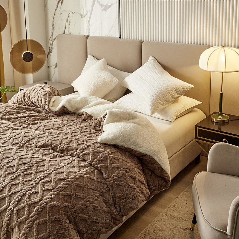 Throw Blanket - Thickened Flannel Fleece Throw Blanket - Thickened Flannel Fleece Furvenzy Coffee 100x150cm