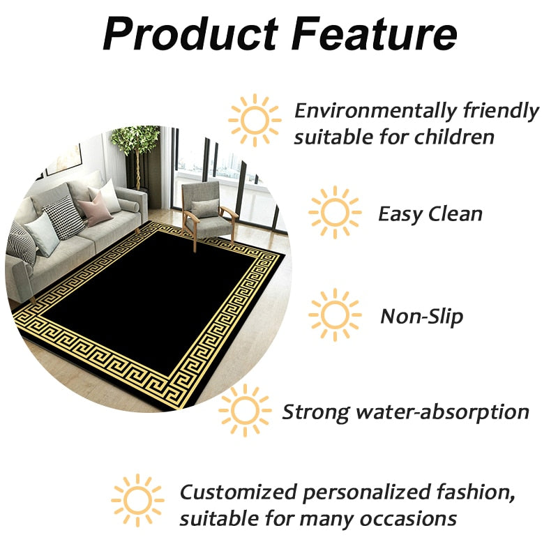 Carpet for Living Room - Black Yellow Carpet for Living Room - Black Yellow Furvenzy