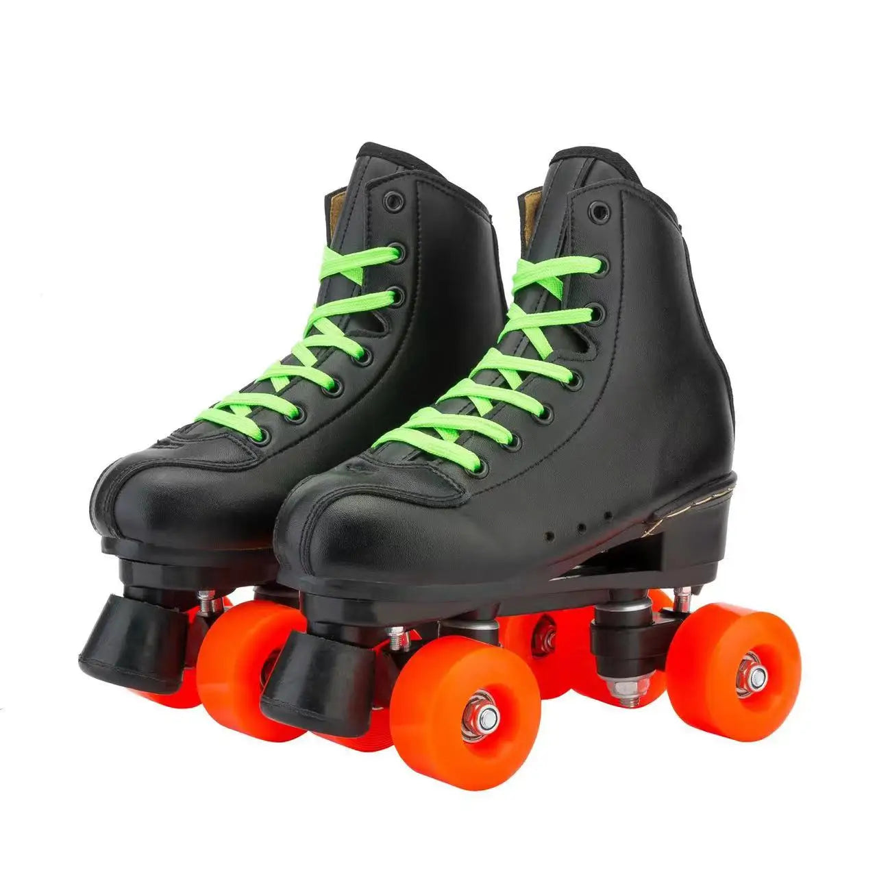 Men Women Black PU Leather Roller Skates Men Women Black PU Leather Roller Skates Furvenzy Red Wheel Men's 4.5 (Ladies 5.5)