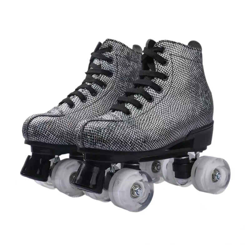 Leather Quad Roller Skates Shoes Leather Quad Roller Skates Shoes Furvenzy PU Wheel 1 Men's 5 (Ladies 6)