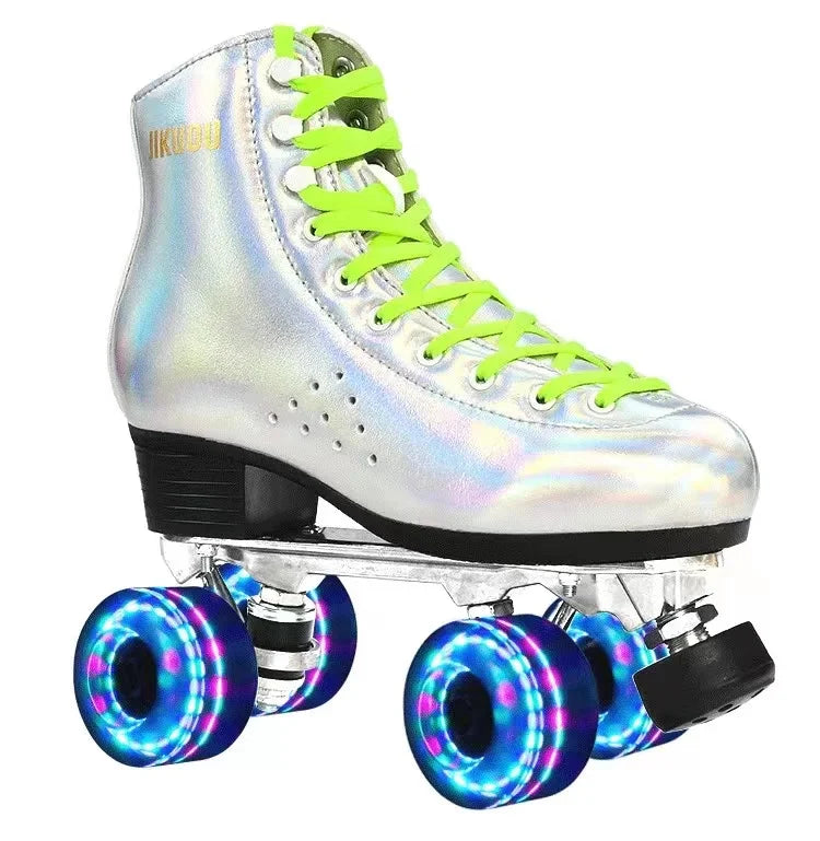 Silver 4 Wheels Roller Skates for Men & Women Silver 4 Wheels Roller Skates for Men & Women Furvenzy Blue Men's 4.5 (Ladies 5.5)