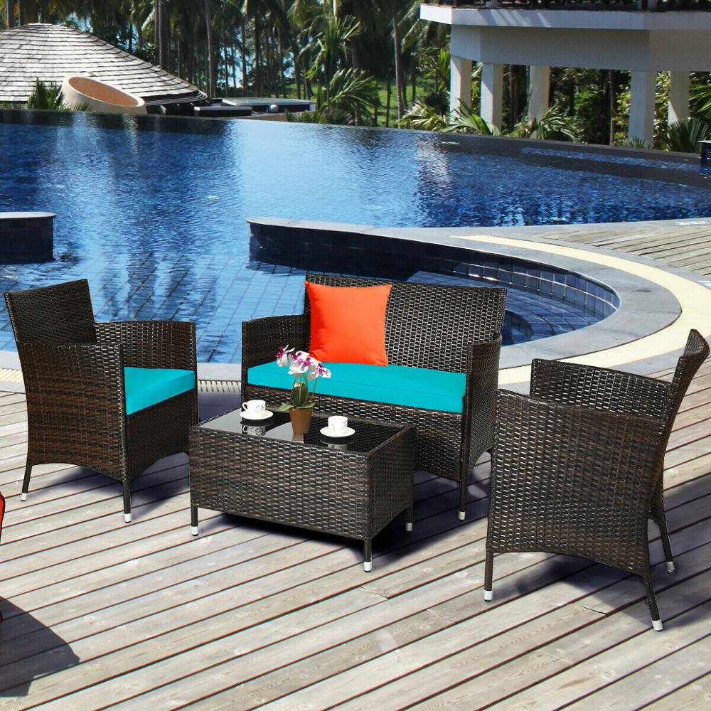 Rattan Patio Sofa Set Rattan Patio Sofa Set Furvenzy