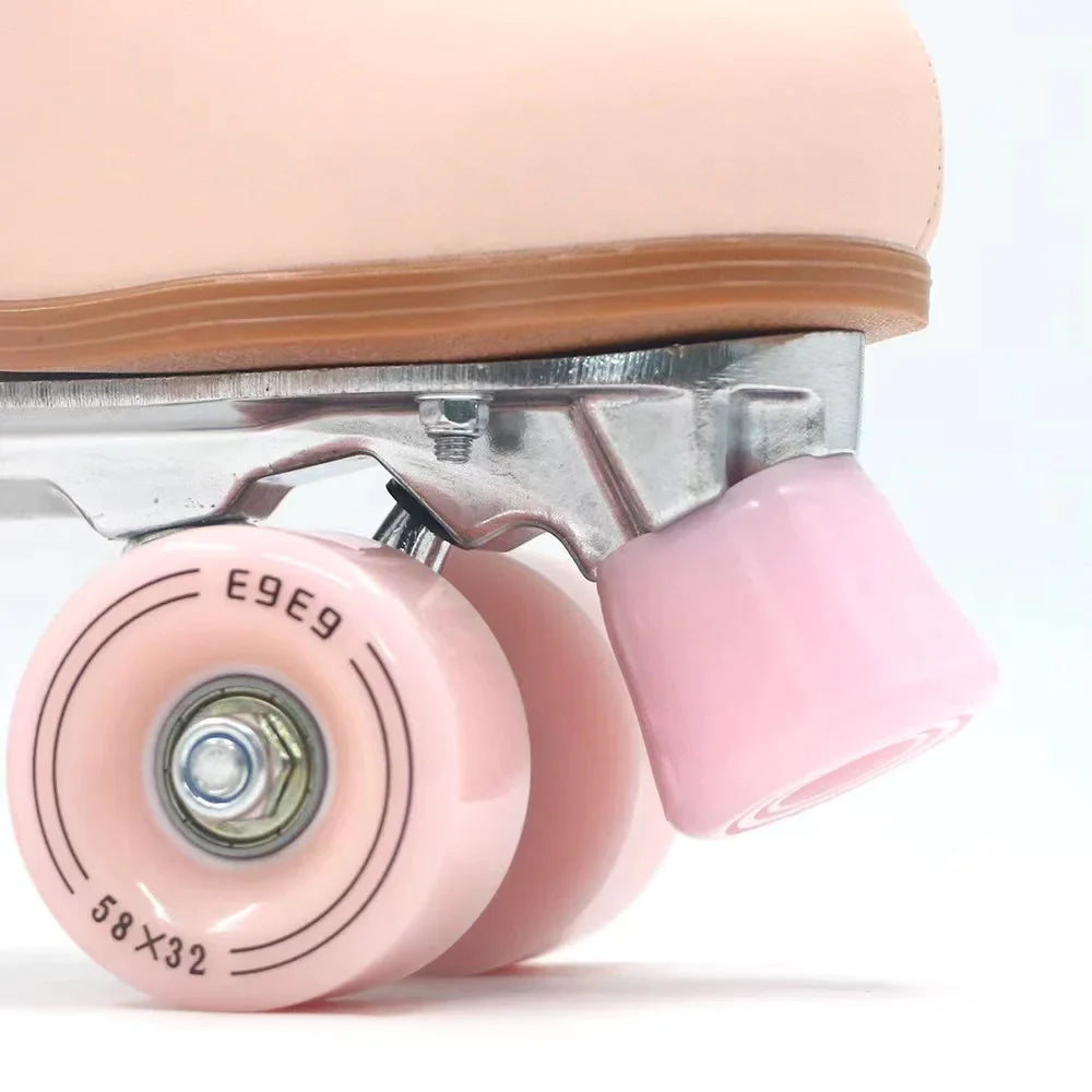 Pink Blue Double Row Roller Skates Shoes Pink Blue Double Row Roller Skates Shoes Furvenzy