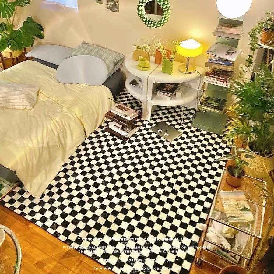 Checkerboard Living Room Carpet Geometric Rug Checkerboard Living Room Carpet Geometric Rug Furvenzy