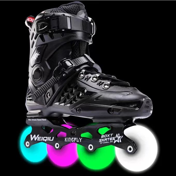 Professional Flat Inline Roller Skates for Men & Women Professional Flat Inline Roller Skates for Men & Women Furvenzy Black Men's 4 (Ladies 5)
