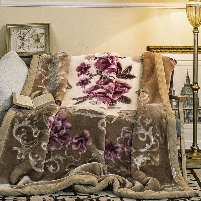 Raschel Mink Weighted Blanket - Double Layer Raschel Mink Weighted Blanket - Double Layer Furvenzy Brown 200X230CM(78X90Inch)