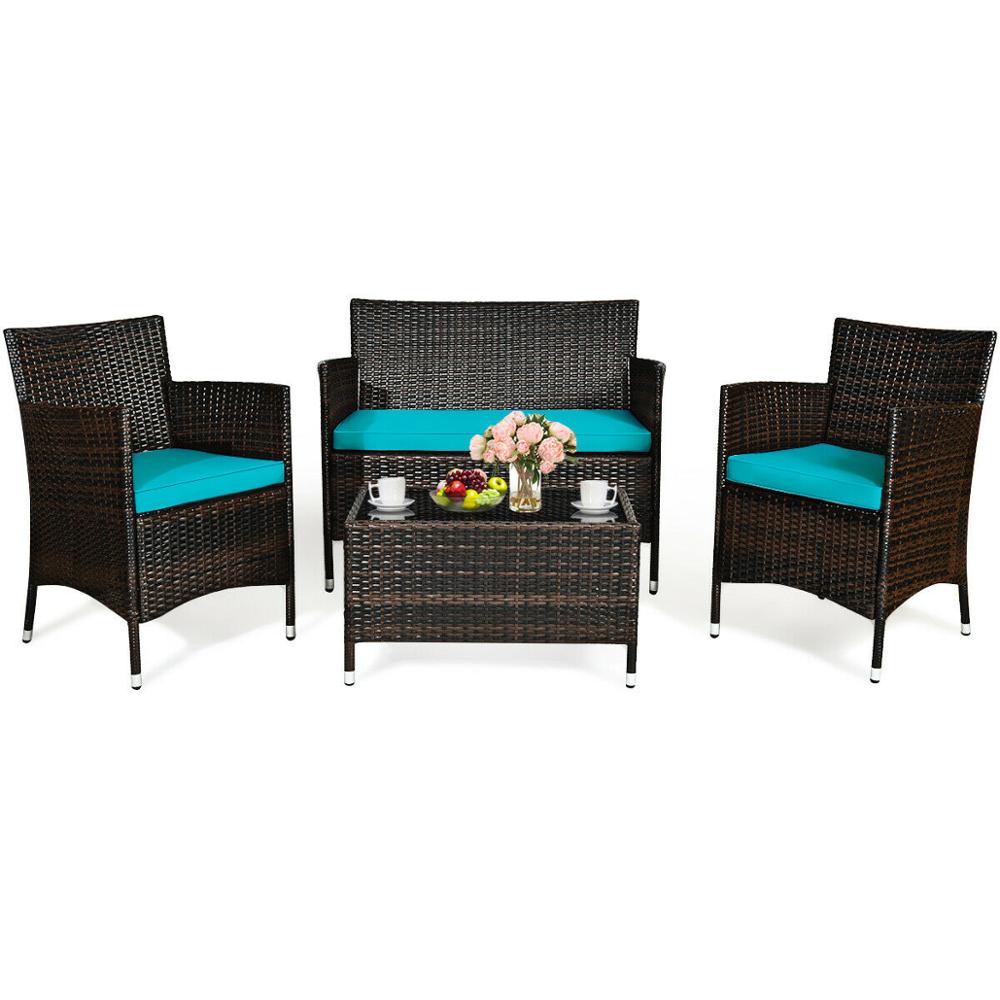 Rattan Patio Sofa Set Rattan Patio Sofa Set Furvenzy