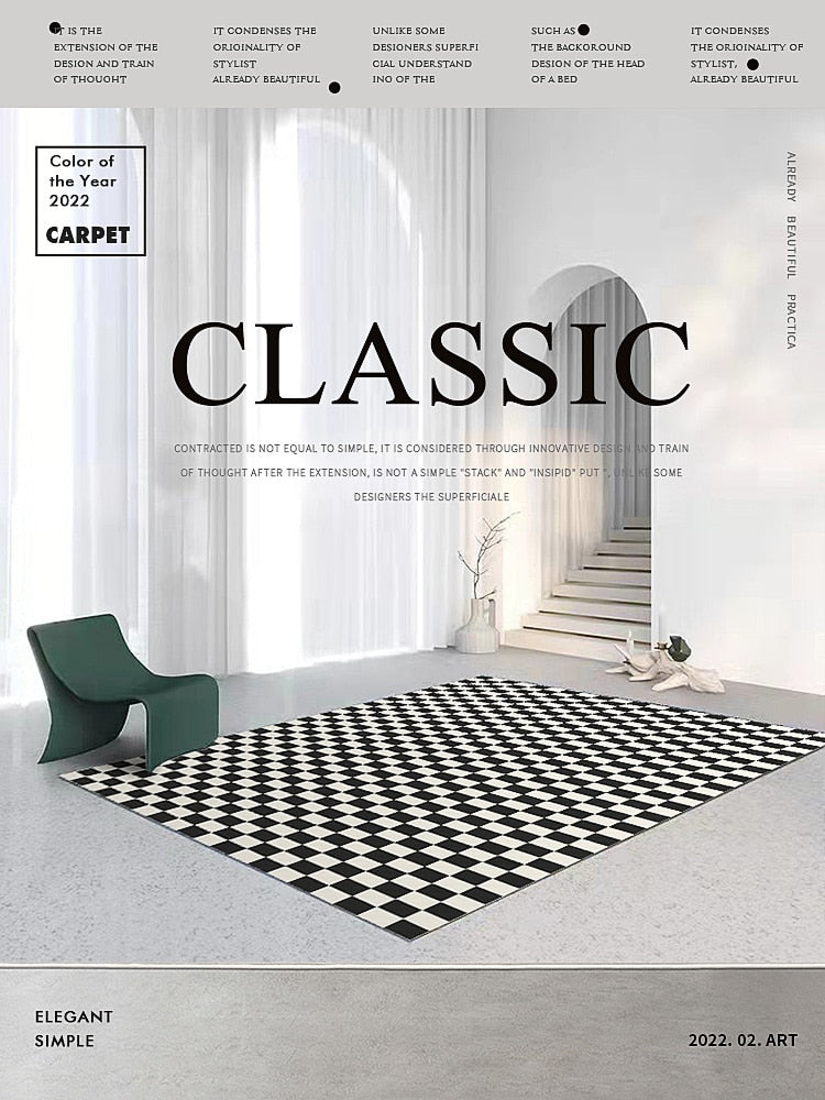 Checkerboard Living Room Carpet Geometric Rug Checkerboard Living Room Carpet Geometric Rug - Furvenzy