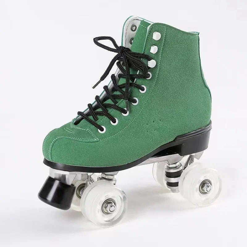 Leather Roller Skates Shoes Quad Sneakers Leather Roller Skates Shoes Quad Sneakers Furvenzy PU Wheel 1 Men's 4 (Ladies 5)