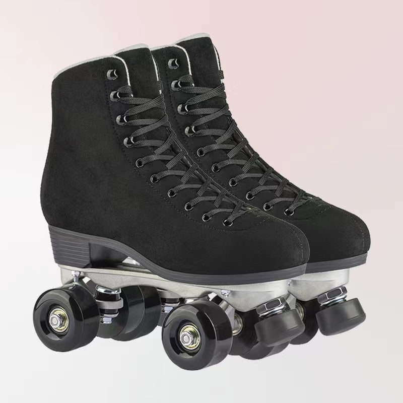 Leather Roller Skates Inline Quad Skating Leather Roller Skates Inline Quad Skating Furvenzy Black Men's 4.5 (Ladies 5.5)