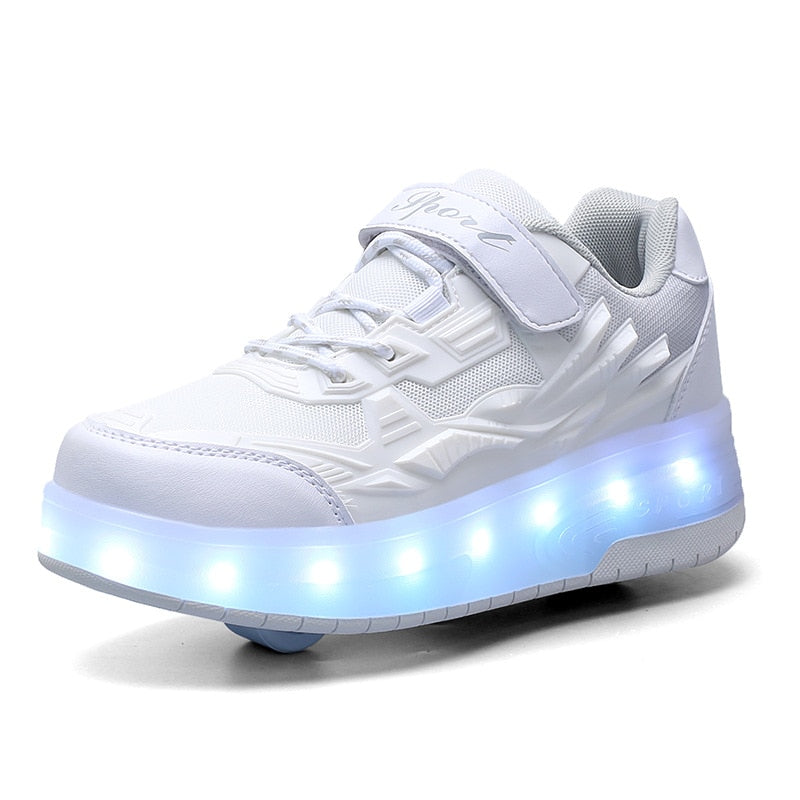 LED Roller Skates - Detachable Sneakers LED Roller Skates - Detachable Sneakers Furvenzy White Grey Men's 2 (Ladies 3)