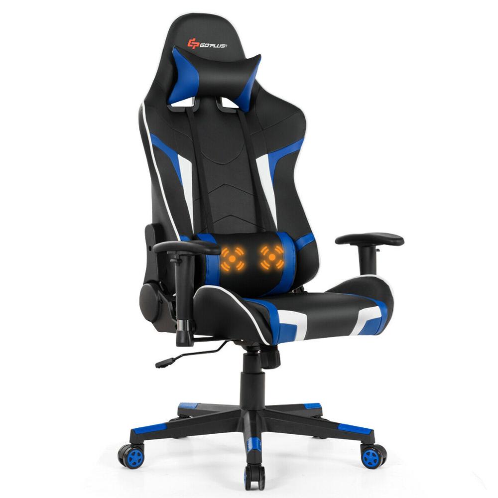 Massage Gaming Racing Chair Massage Gaming Racing Chair Furvenzy United States HW66185BL