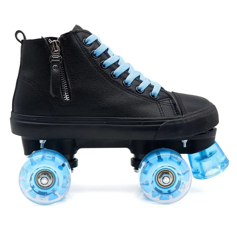 Leather Roller Skates Shoes for Men Women Leather Roller Skates Shoes for Men Women Furvenzy Black 2 Men's 4.5 (Ladies 5.5)