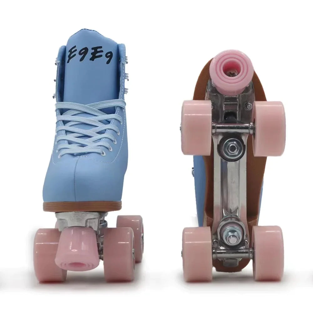 Pink Blue Double Row Roller Skates Shoes Pink Blue Double Row Roller Skates Shoes Furvenzy