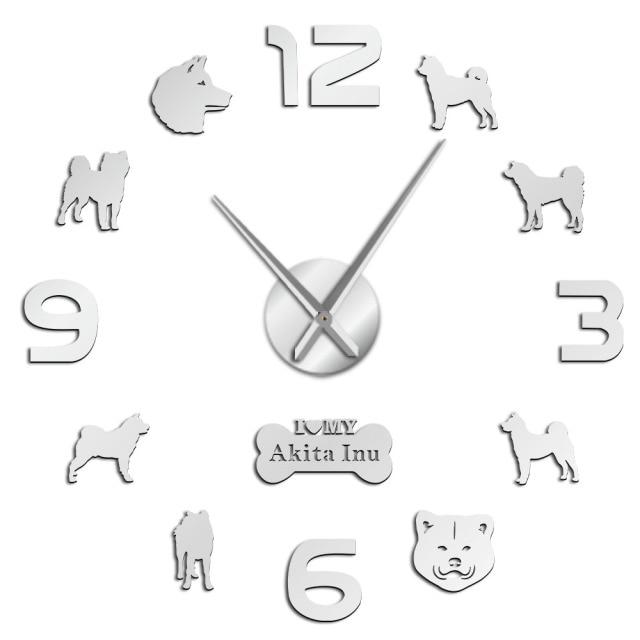 Akita Inu Wall Clock Akita Inu Wall Clock Furvenzy Silver 27 Inch