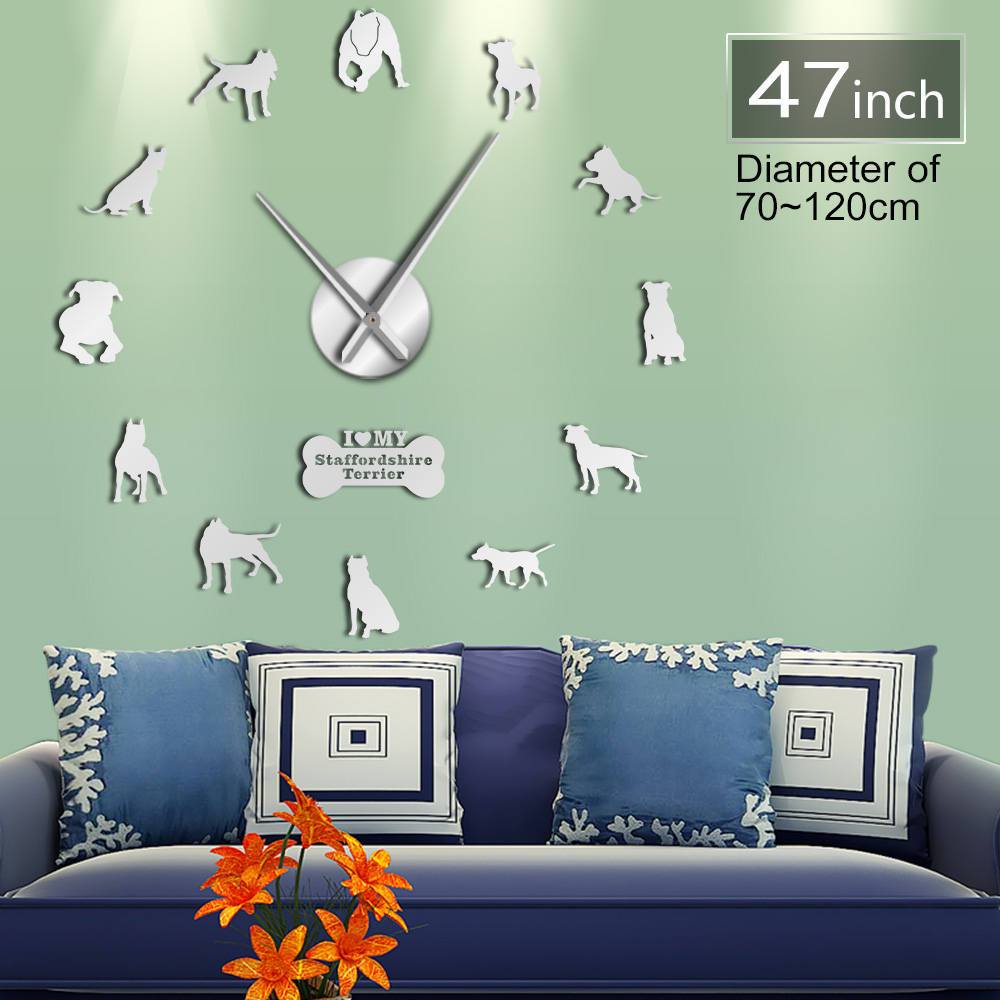 American Pit Bull Wall Clock American Pit Bull Wall Clock Furvenzy Silver 47 Inch