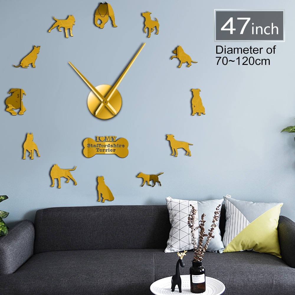 American Pit Bull Wall Clock American Pit Bull Wall Clock Furvenzy Gold 47 Inch