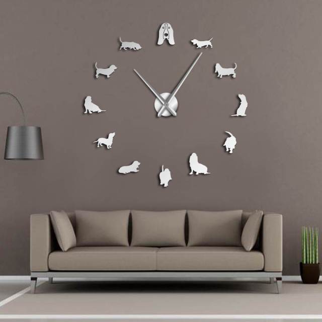 Basset Hound Wall Clock Basset Hound Wall Clock Furvenzy Silver 27 Inch