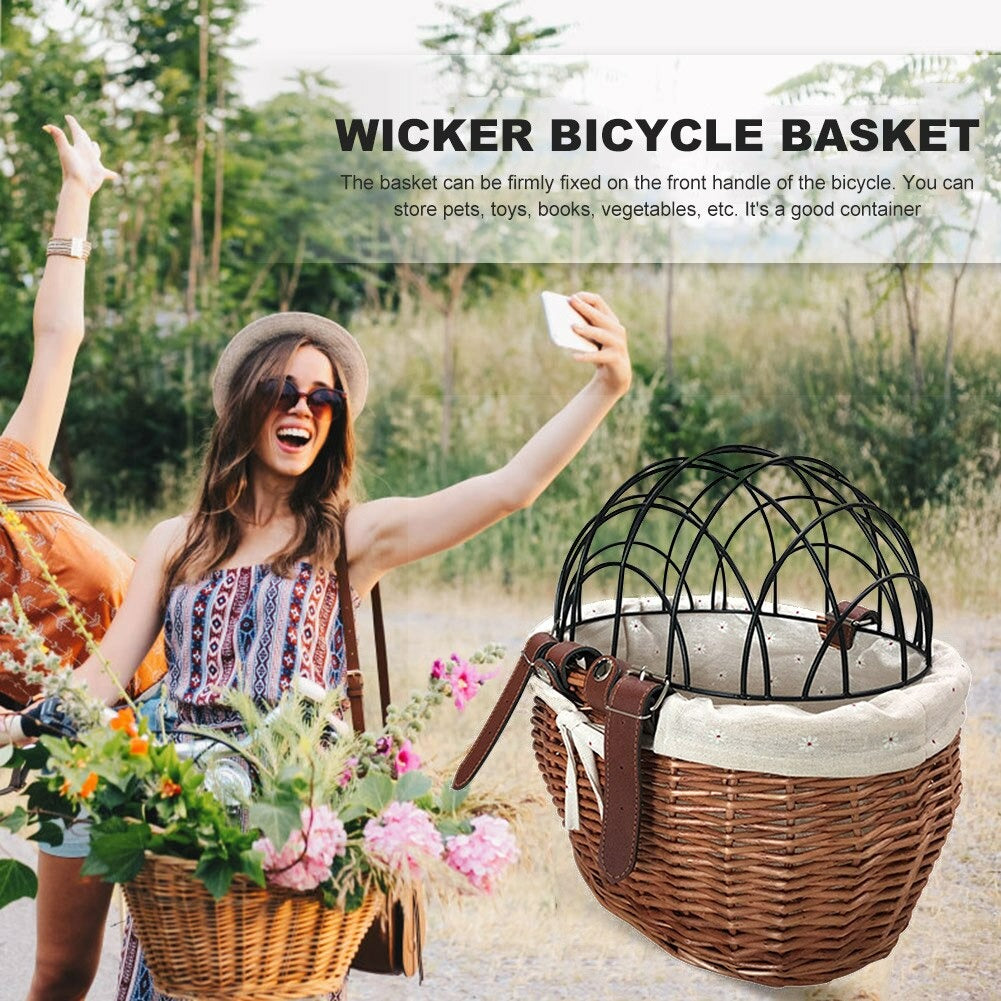 Pet Bike Front Basket Carrier Handwoven Pet Bike Front Basket Carrier Handwoven Furvenzy