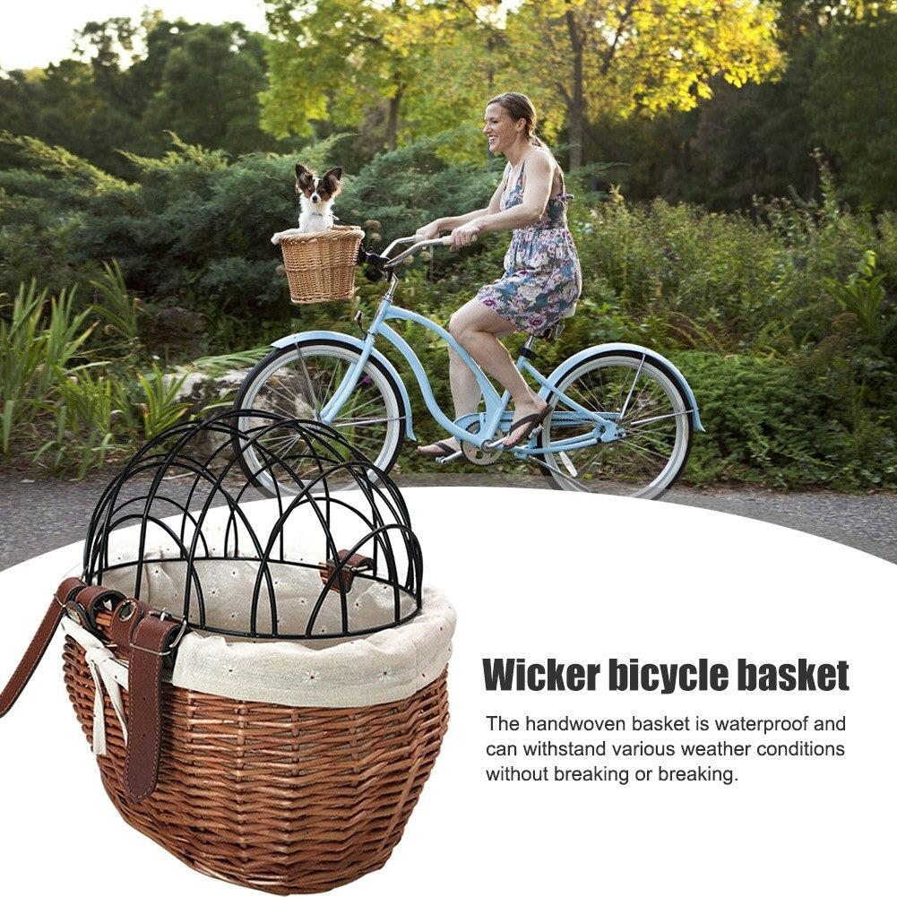 Pet Bike Front Basket Carrier Handwoven Pet Bike Front Basket Carrier Handwoven Furvenzy