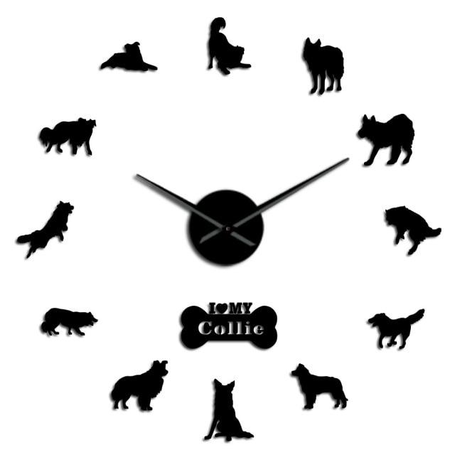 Border Collie Wall Clock Border Collie Wall Clock Furvenzy Black 27 Inch