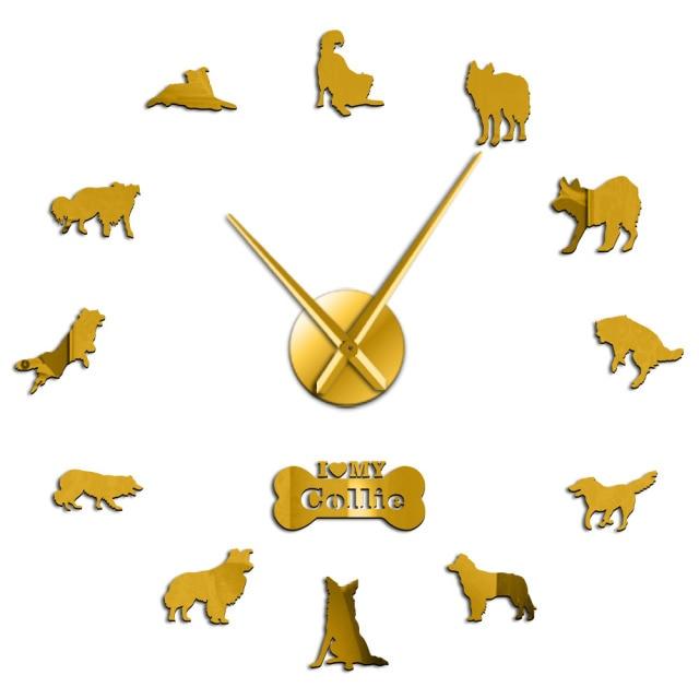 Border Collie Wall Clock Border Collie Wall Clock Furvenzy Gold 27 Inch