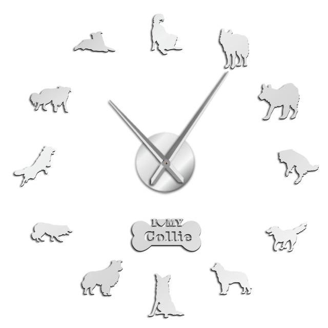 Border Collie Wall Clock Border Collie Wall Clock Furvenzy Silver 27 Inch