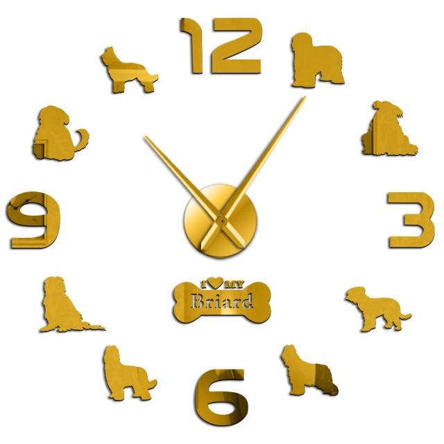 Briard Dog Wall Clock Briard Dog Wall Clock Furvenzy Gold 27 Inch