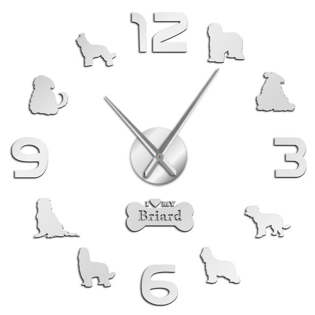 Briard Dog Wall Clock Briard Dog Wall Clock Furvenzy Silver 27 Inch