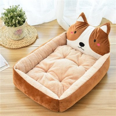 Cartoon Kennel Removable Washable Dog Bed Sofa Cartoon Kennel Removable Washable Dog Bed Sofa Furvenzy Coffee 50cm