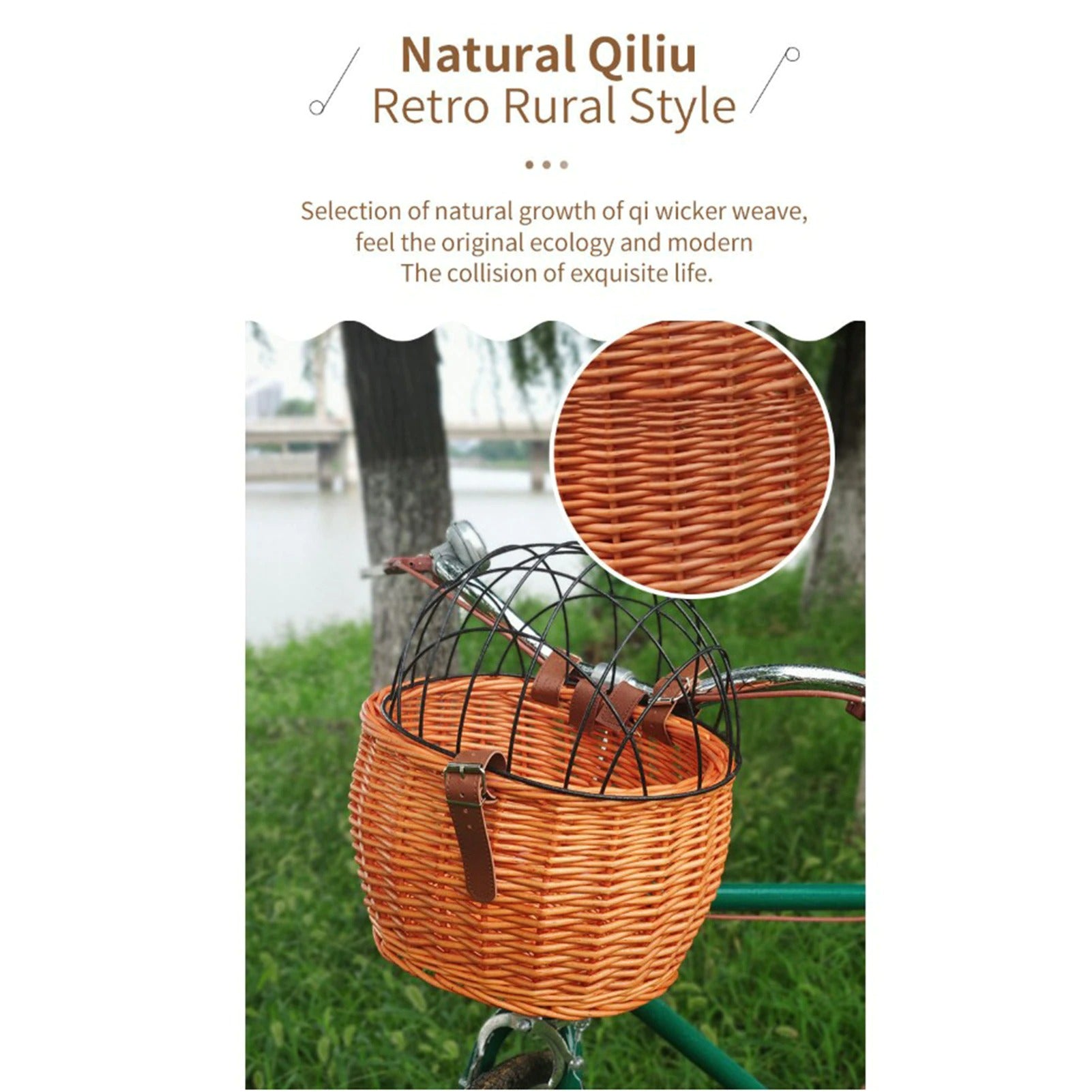 Pet Bike Front Basket Carrier Handwoven Pet Bike Front Basket Carrier Handwoven Furvenzy