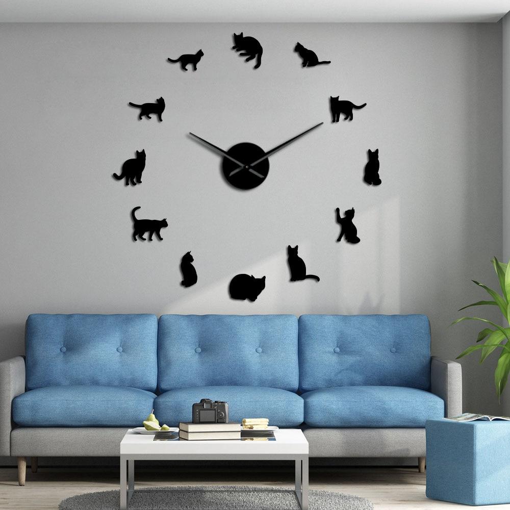 Cats Silhouette Wall Clock Cats Silhouette Wall Clock Furvenzy