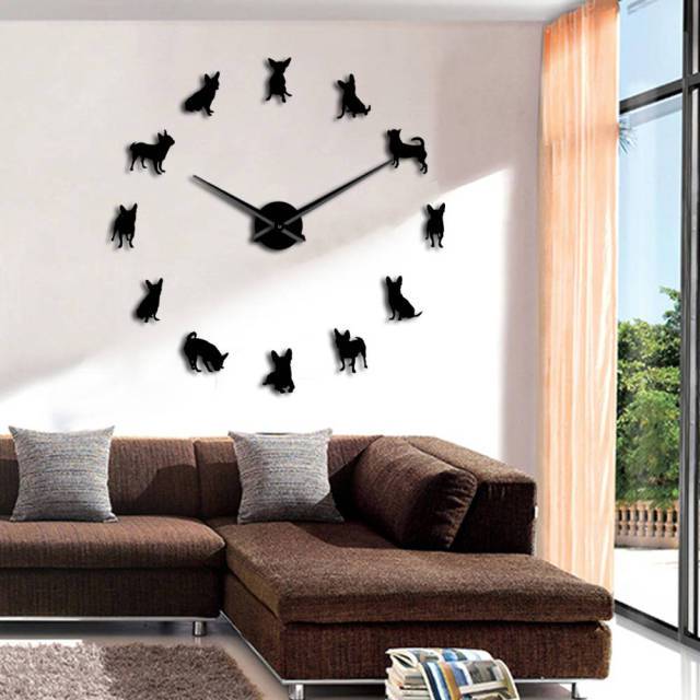 Chihuahua Wall Clock Chihuahua Wall Clock Furvenzy Black 27 Inch