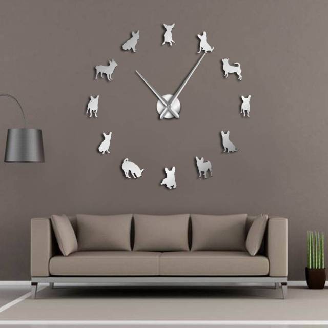Chihuahua Wall Clock Chihuahua Wall Clock Furvenzy Silver 27 Inch